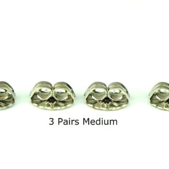 Solid 14K White or Yellow Gold Earring Backs Butterfly 3 Medium Pair Findings - Picture 10 of 14